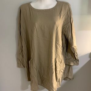 Ecote' linen blend long sleeve tunic/dress medium bohemian lightweight Lagenlook